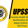 UPSSSC Female Health Worker Notification 2024